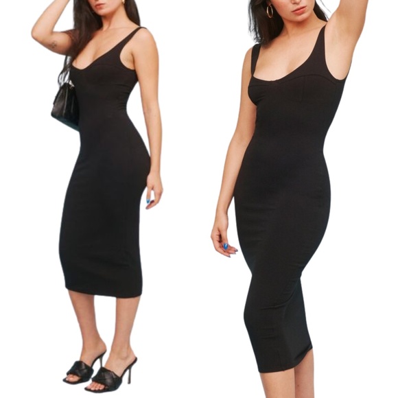 NEW Reformation Braun Dress Black Medium - Picture 1 of 15